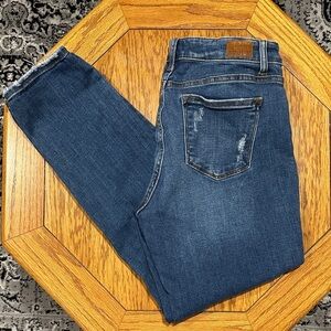 *JUDY BLUE* Dark Blue Slim Fit Distressed Jeans Size 7/28